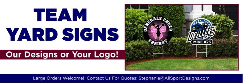 A set of custom sport yard signs designed by All Sport Designs